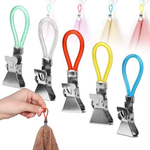 5/10Pcs Towel Hanging Clips Colorful Metal Clip on Hooks Loo