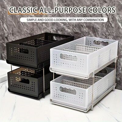 2-Tier Pull Out Cabinet Organizers Portable Easy Access Slid