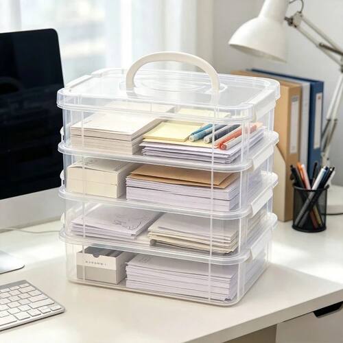 4-Tier Stackable Storage Bins with Lids,Large Clear Plastic