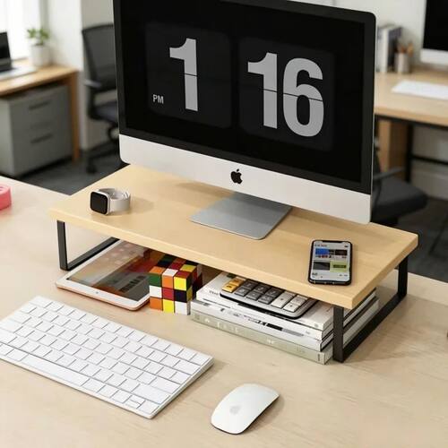 Creative Monitor Stand with Storage Rack - Elevated Base for