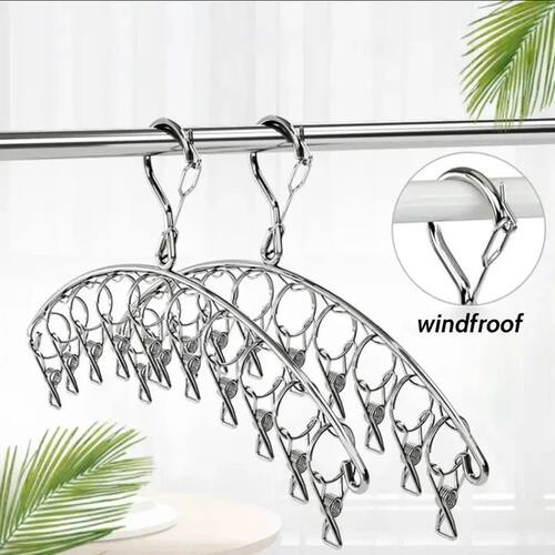 16/10 Clips Stainless Steel Clothes Drying Hanger Windproof