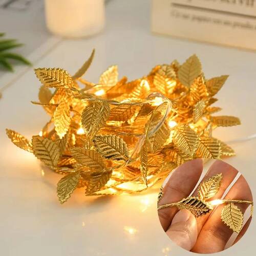 1pc200cM Simulated Golden Leaf Decorative String Lights Wedd