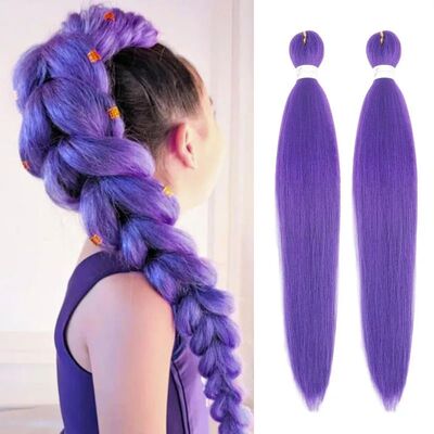 24/26inch Synthetic Braided Purple Hair Ponytail Rumi Costum