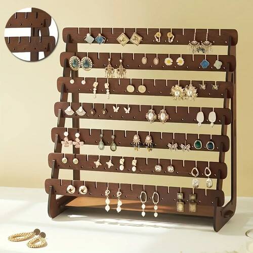 Earring storage box, rustic style wooden jewelry storage box