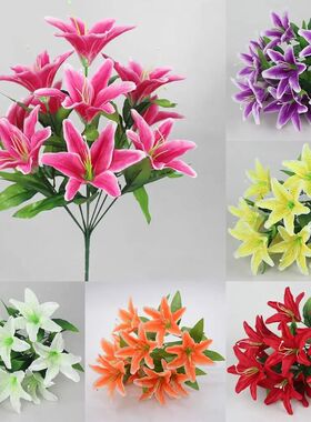 10 Heads Artificial Lilis Exquisite Realistic Multicolor Fak