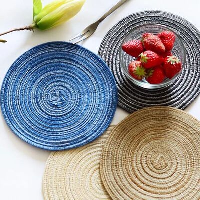 Nordic Style Imitation Cotton Yarn Placemat Round Ramie Wove
