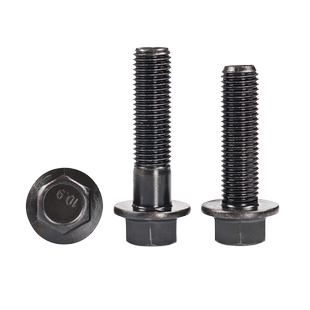 10.9级细牙法兰面螺栓M10M12*1.25M14M16*1.5黑色外六角带垫螺丝