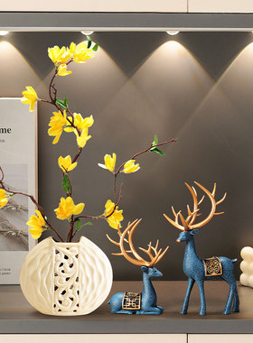 轻奢花瓶福鹿摆件装饰工艺品