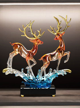 轻奢情侣鹿摆件装饰工艺品