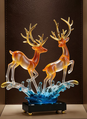 轻奢情侣鹿摆件装饰工艺品