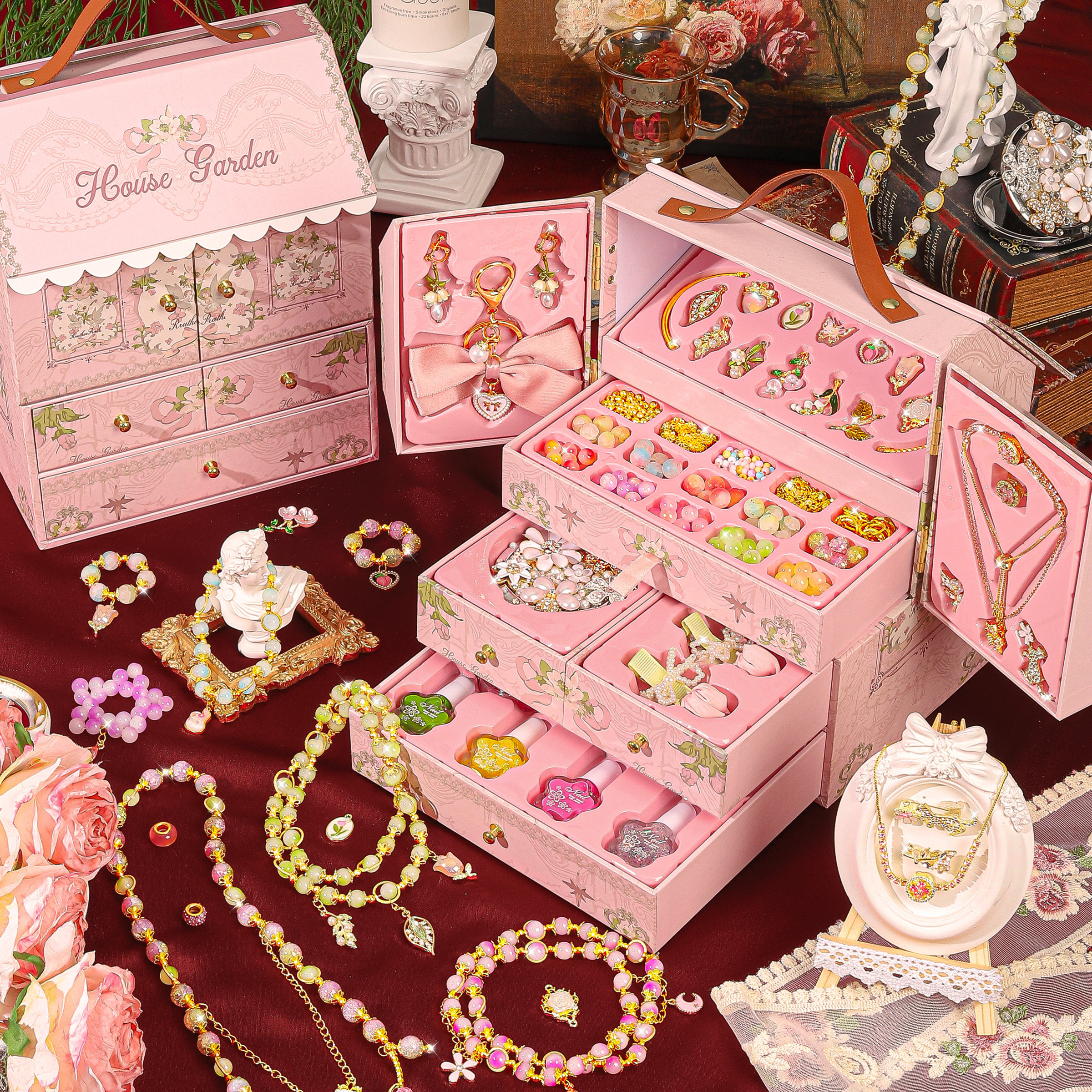 女童串珠礼盒小女孩生日礼物儿童手链手工diy材料8新年玩具首饰盒,玩具/童车/益智/积木/模型,手工串珠/穿珠/首饰编织,淘宝优惠券,粉丝福利购,淘宝优惠卷