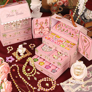 女童串珠礼盒小女孩生日礼物儿童手链手工diy材料8新年玩具首饰盒