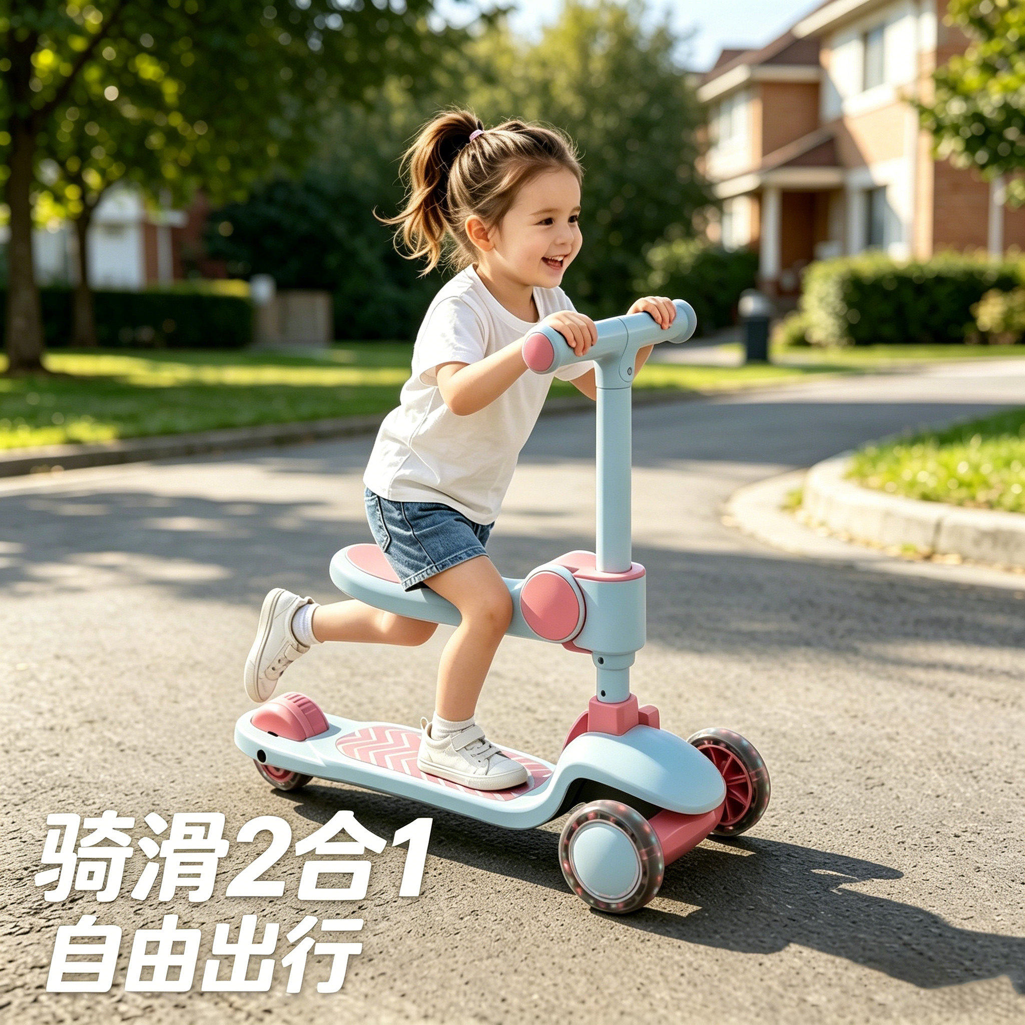 滑板车6到12岁儿童2026新款多功能1到3岁二合一可坐可骑平衡折叠