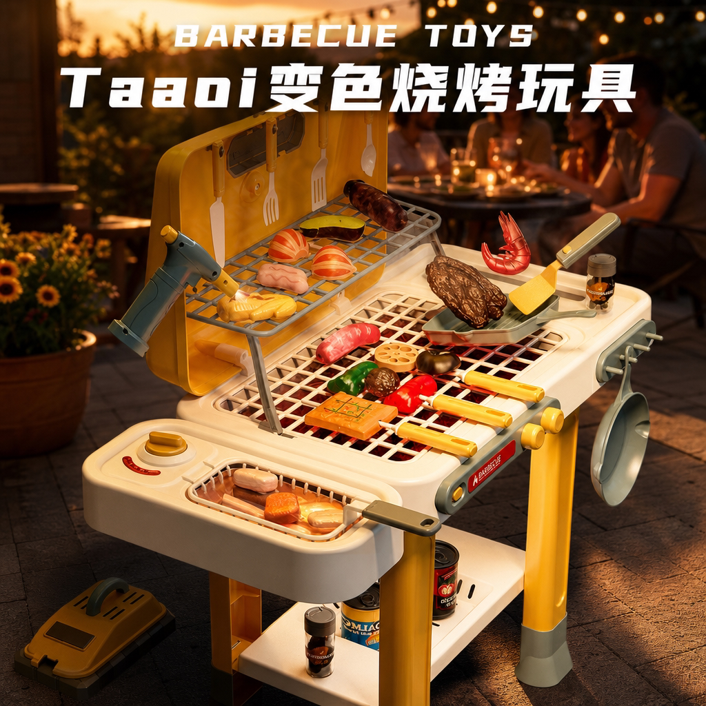 儿童烧烤过家家仿真变色厨房玩具