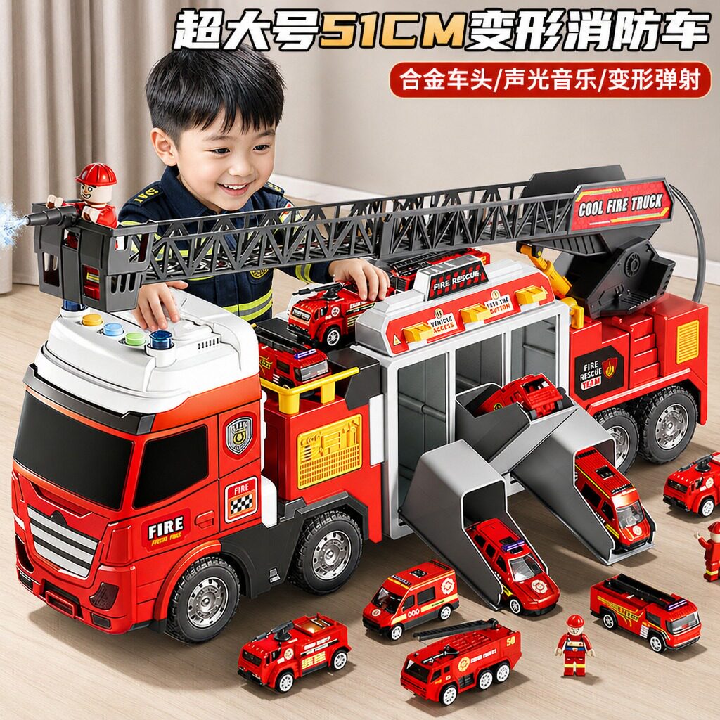 男孩子喜欢的消防车玩具救援车