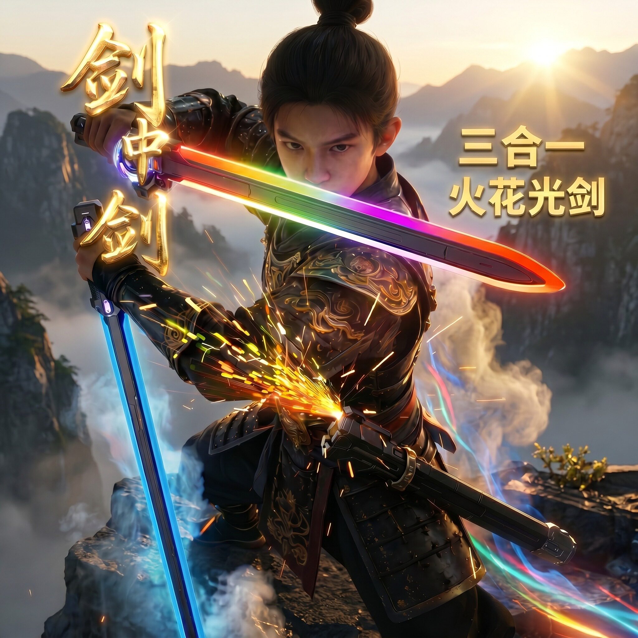 剑中剑伸缩光剑拔刀火花儿童玩具