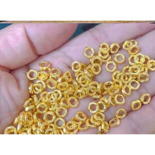 盘缠小金圈黄金999足金小金珠 3D硬金金豆豆光面黄金散珠圆珠转运