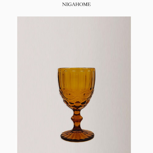 NigaHome 浮雕细节纯色玻璃高脚杯酒杯果汁杯饮料杯 48275409732