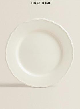 NigaHome 欧式简约浮雕边缘陶瓷浅盘甜点盘菜盘碟子 45290200712