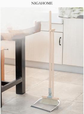 NigaHome 简约木质簸箕刷子垃圾铲扫地扫帚扫把套装 44230762250