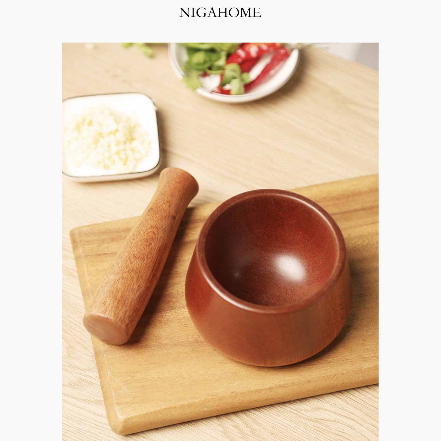 NigaHome整木乌檀木杵和臼药臼捣蒜胡椒磨妍器捣泥器41208041052