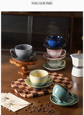 NigaHome撞色边缘渐层色家用商用陶瓷咖啡杯下午茶杯45270208959