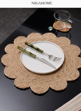 NigaHome欧式创意花卉造型设计海草编织餐桌隔热餐垫43201023052