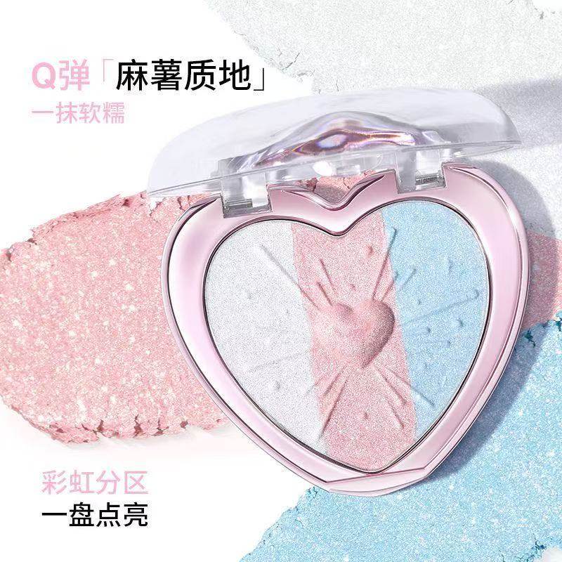 CCSHEER柚子小西彩虹三色高光盘软糯麻薯质地脸部提亮细闪氛围女