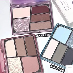 FOCALLURE菲鹿儿浮蝶五色眼影牛仔蓝烟熏盘哑光珠光易碎感清透