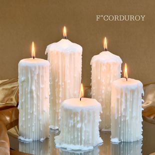 CORDUROY复古手工纯白色蜡泪香薰蜡烛家具氛围餐木烛台桌装饰礼物