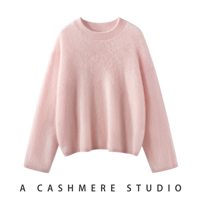 100%纯山羊绒针织打底衫女圆领