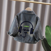 上衣痞帅 儿童牛仔夹克百搭洋气潮男宝春装 男童外套春秋款 2025新款