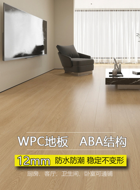 艾特肯WPC石塑地板12mm石晶PVC无醛防水锁扣耐磨ABA复合木塑地板