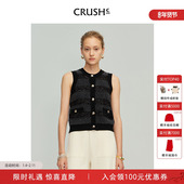 CRUSH 上衣女 别致圆领毛呢背心内搭无袖 Collection早春新款 法式
