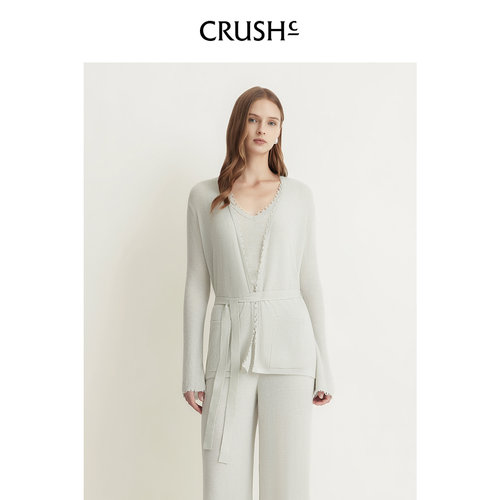 CRUSH Collection2026年秋冬新款绵羊毛亮闪对襟开衫慵懒感上衣女