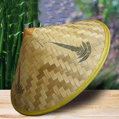 Chinese Retro Bamboo Rattan Fisherman Hat Handmade Weave Str