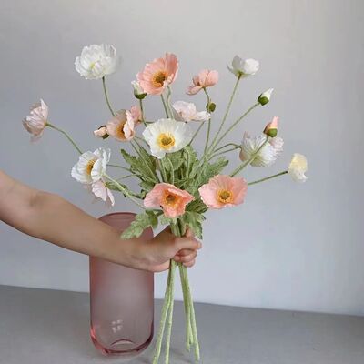 Artificial Flowers Fake Poppy Silk Flowers Long Stem Housewa