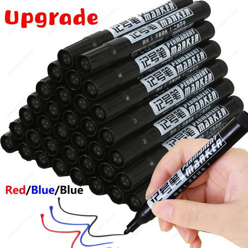 1-100Pcs Waterproof Oil-based Marker Pen Quick Dry Black Blu