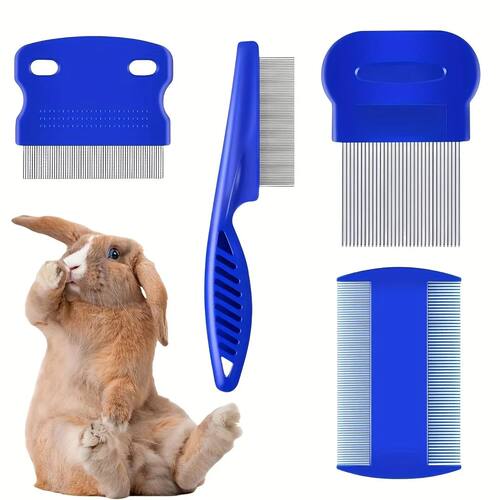 Pack of 4 Flea and Lice Combs, Stainless Steel Rabbit Dog Ca