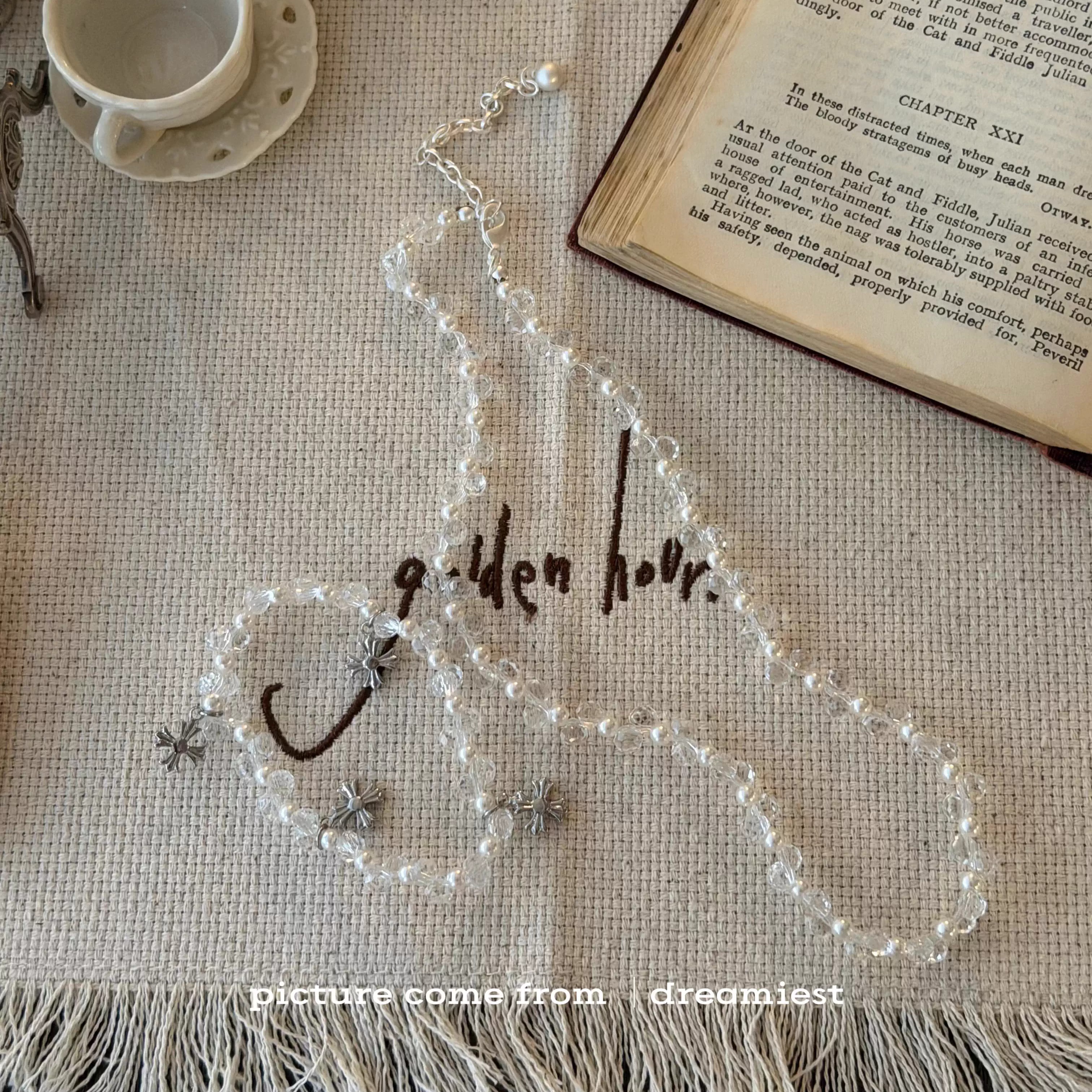 Dreamiest重工水晶珍珠手链项链