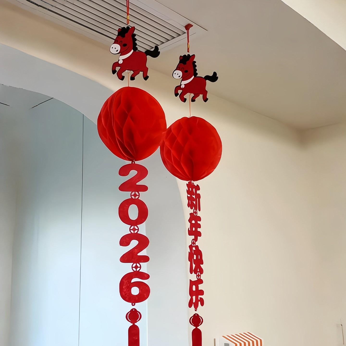 新年生肖灯笼串挂饰2026马年阳台玄关过年布置春节店铺氛围感装饰