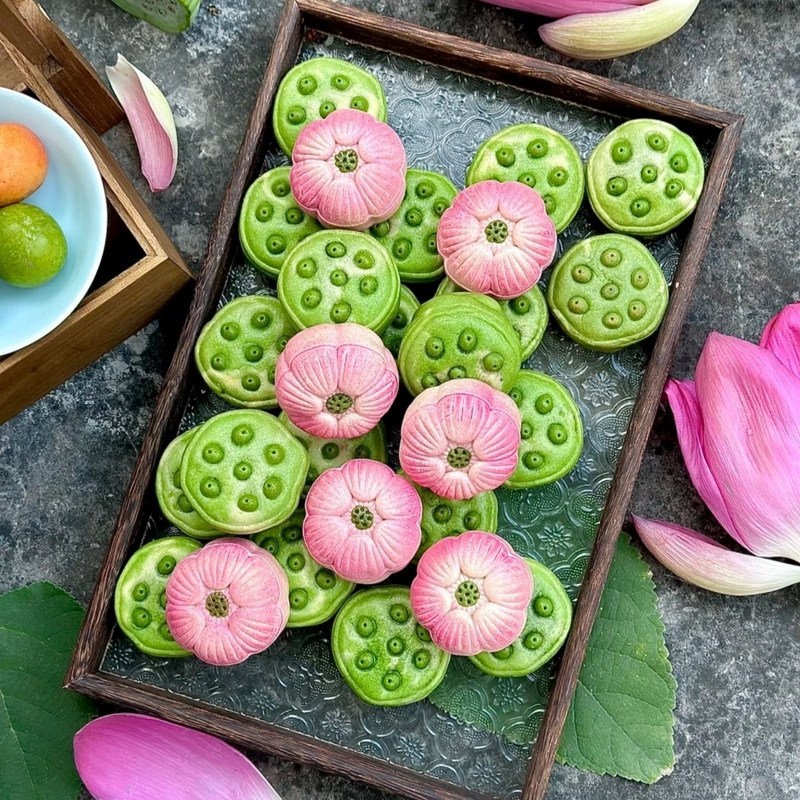 荷花莲蓬月饼模具新款广式早茶点心磨具按压新手烘焙工具套装家用