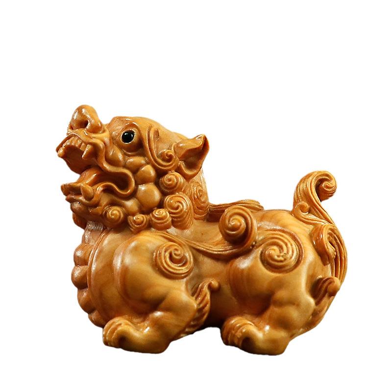 黄杨木雕摆件雕刻工艺文玩手把件木质雕刻家居饰品天禄貔貅