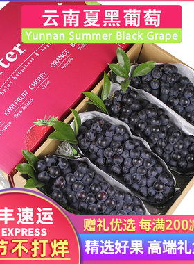 顺丰空运6斤云南精选夏黑葡萄3~5串礼盒装新鲜水果孕妇非巨峰黑加