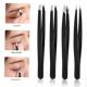 Lashes Tweezers Set 5Pcs Tweezer Eye Eyebrow Stainless