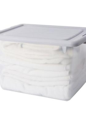 Plastic see-through storage boxes for clothes and snacks