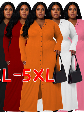 autumn winter fat women dress plus size long sleeve dresses