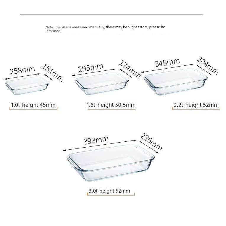 Tempered Glass Dish Microwave Oven Pan Risotto Dish Rectan