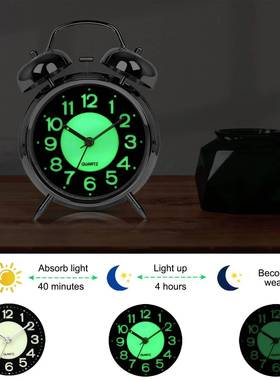 4 Inches Twin Bell Super Loud Alarm Clock With FUONightlight
