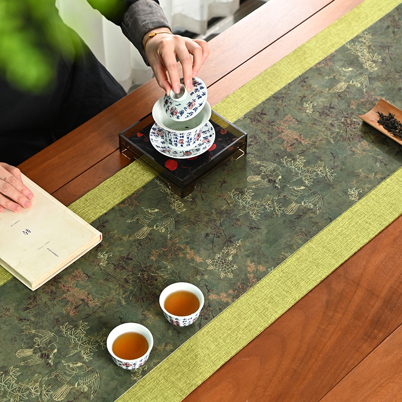 新中式防水仿云纱茶席桌旗茶桌布禅意茶垫茶道配件茶席垫茶道配件